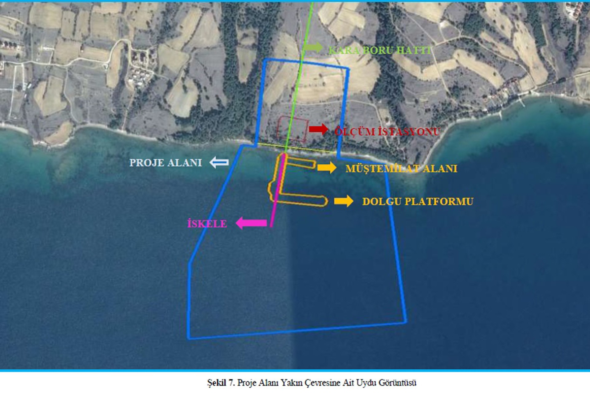 Saros Körfezi proje alanının uydu görüntüsü