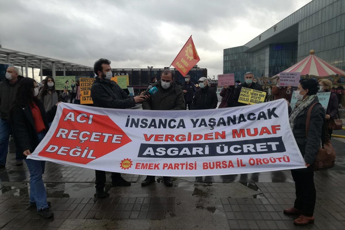 Emek Partisinin Bursa'daki asgari ücret eylemi