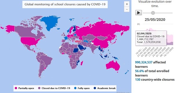 Kovid-19 kaynaklı okul kapanmaları haritası