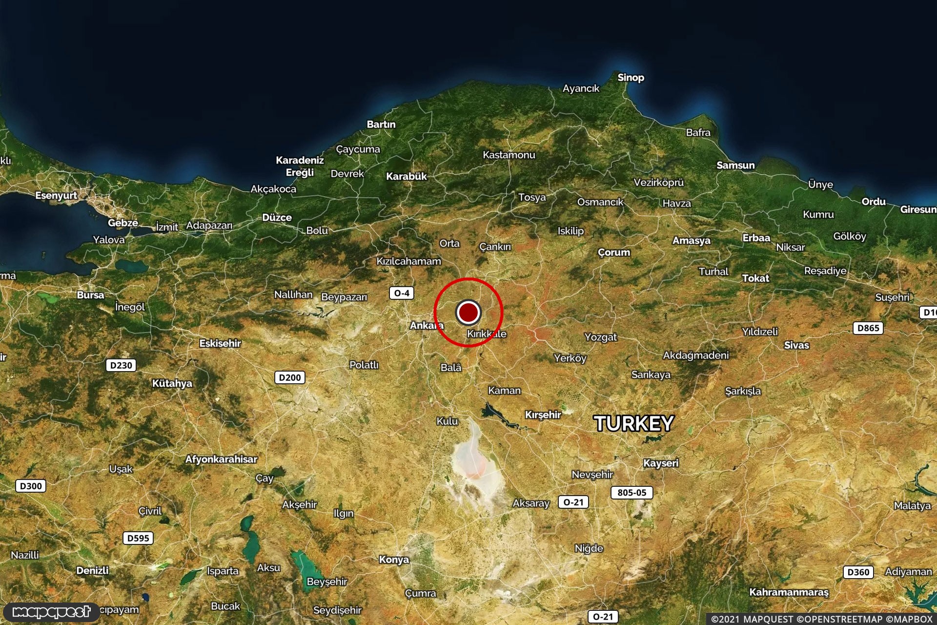 Ankara'da meydana gelen depremin merkez üssü.