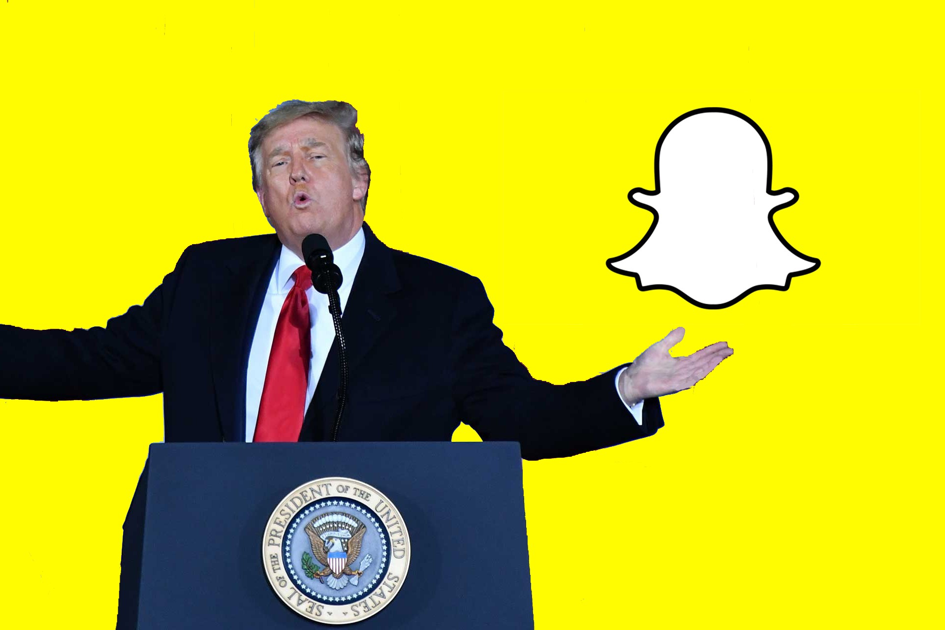 Donald Trump fotoğrafı ve Snapchat logosu