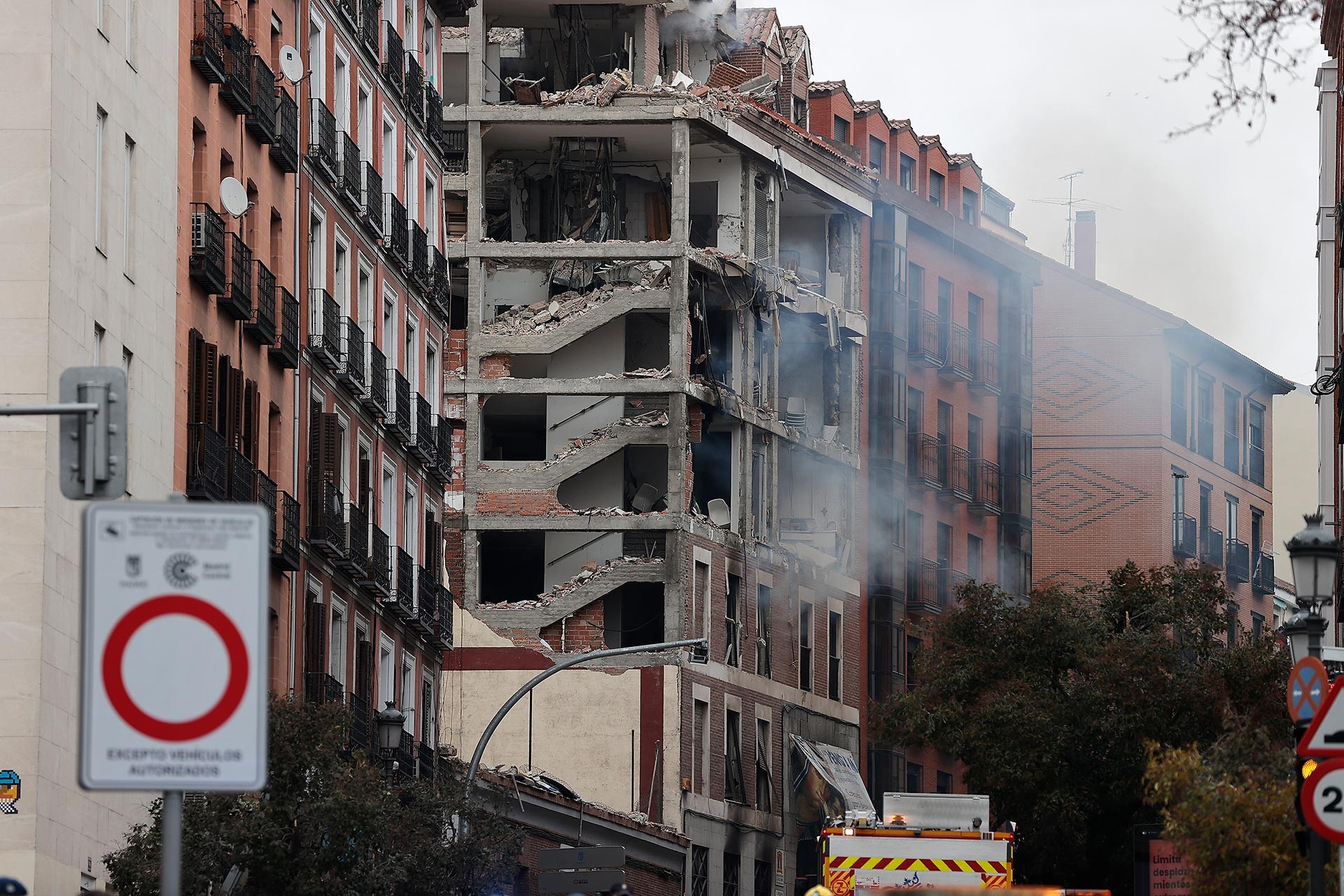 Madrid'de patlama meydana gelen bina