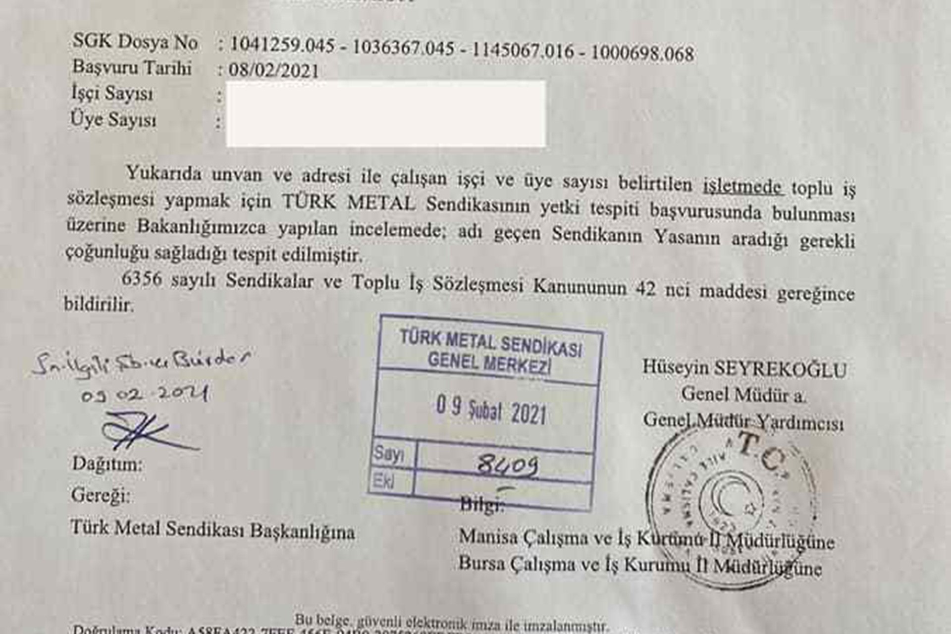 Sarıgözoğlu'nda Türk Metal yetki aldı