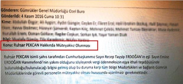 Sözcü'den İsmail Saymaz'ın yayımladığı mail.