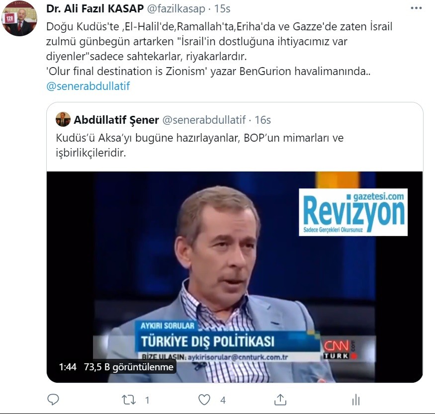 Ali Fazıl Kasap'ın Twitter paylaşımı