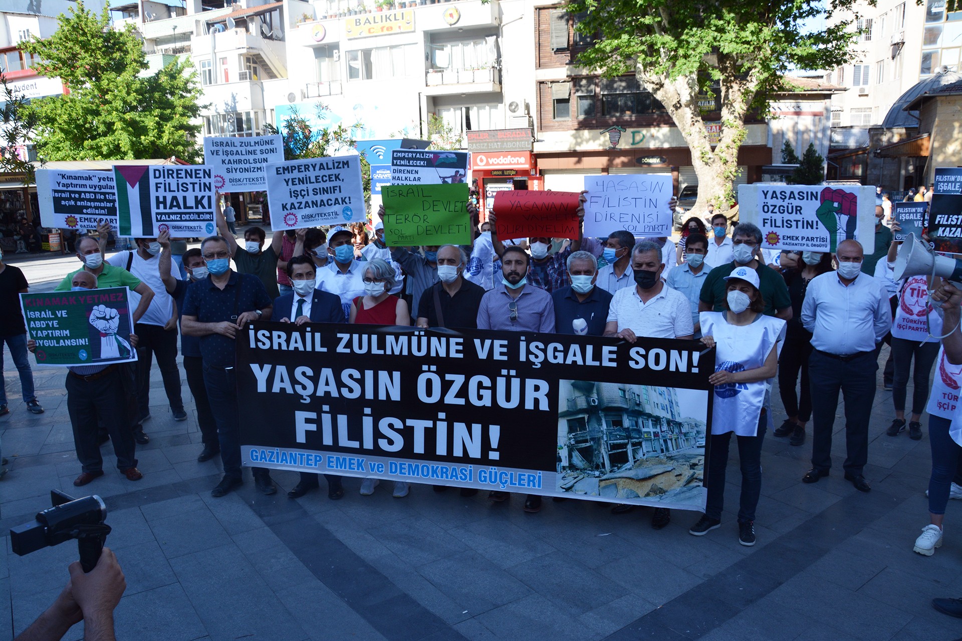 Antep'te düzenlenen Filistin'e destek eyleminden bir fotoğraf.