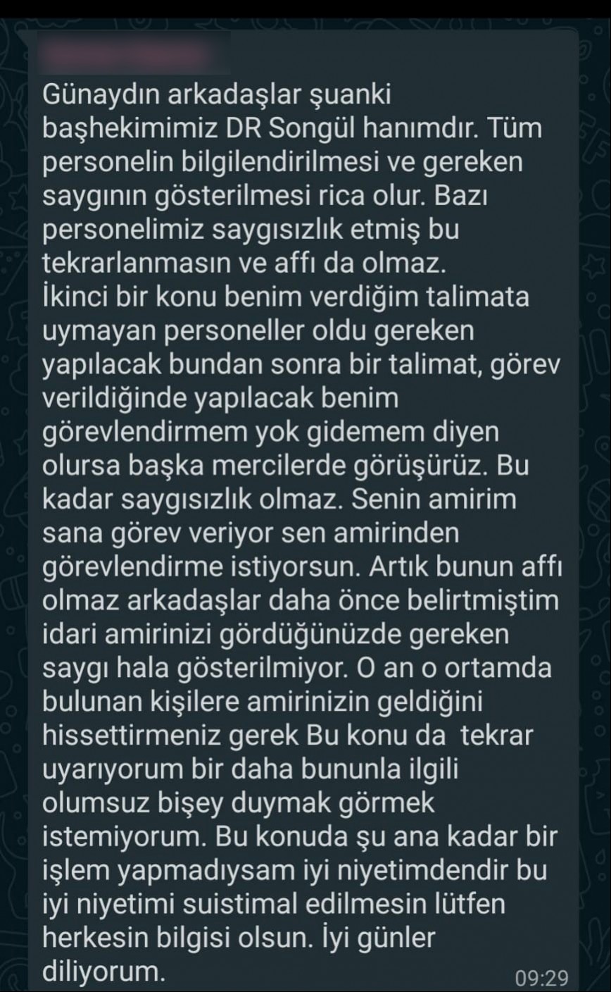 Sağlık çalışanlarını tehdit eden Whatsapp mesajı