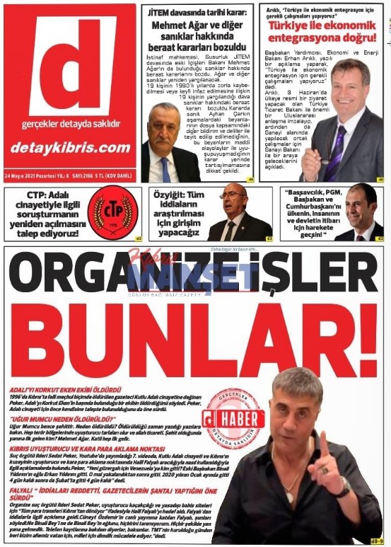 Detay Kıbrıs gazetesinin 24 Mayıs 2021 Pazartesi günkü birinci sayfası