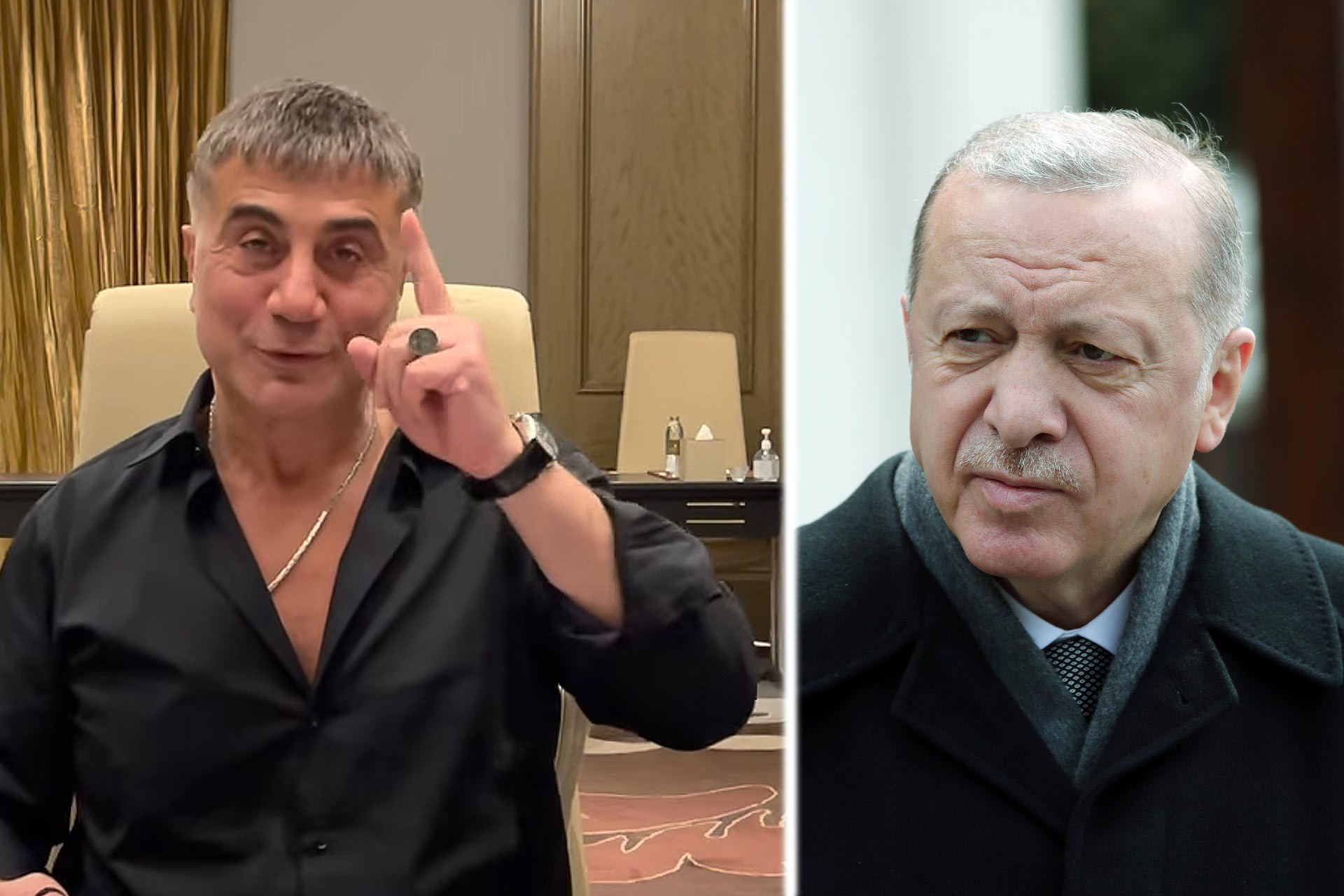 Sedat Peker ve Recep Tayyip Erdoğan'ın fotoğrafları.