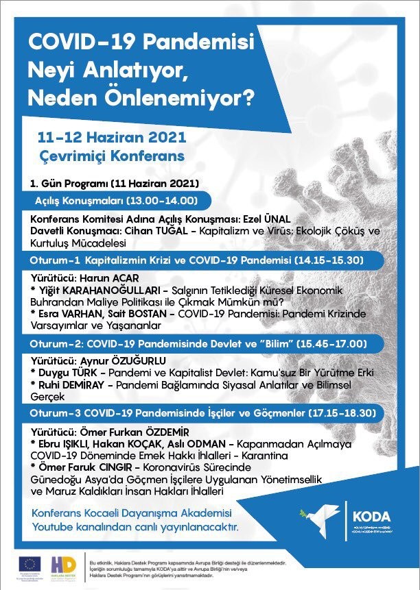 KODA'nın Kovid-19 Pandemisi Neyi Anlatıyor, Neden Önlenemiyor? konferansının afişi