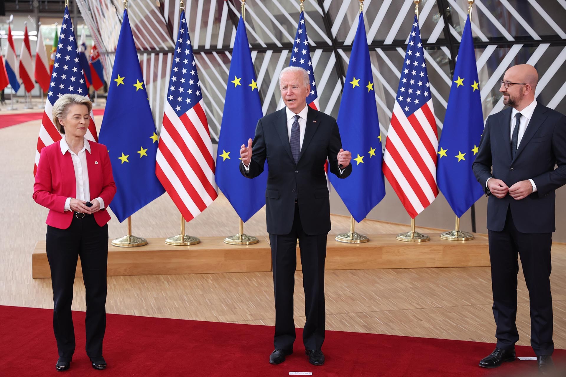 Ursula von der Leyen, Joe Biden, Charles Michel 