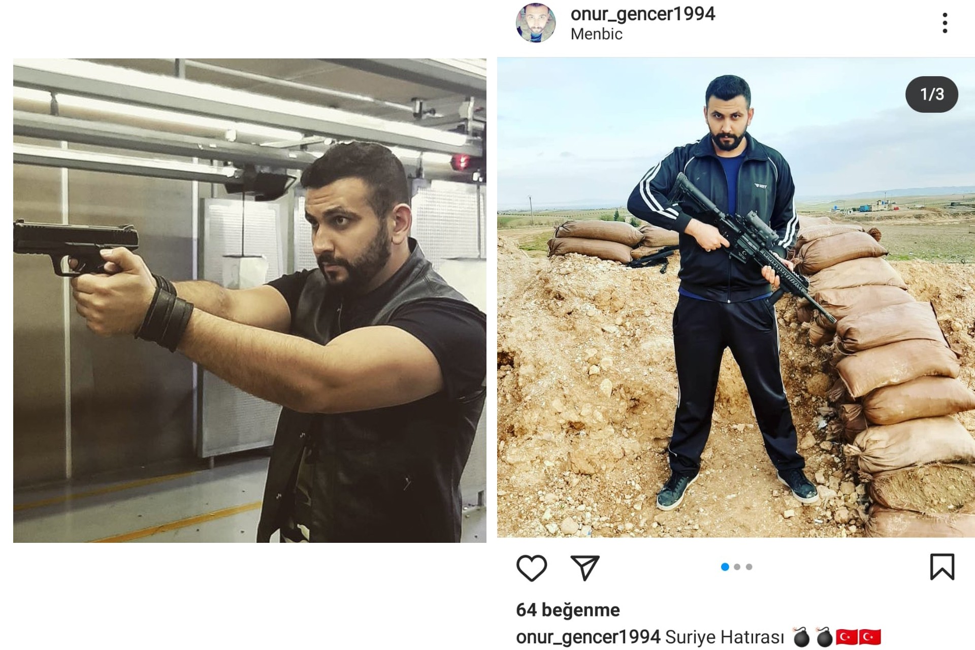 Onur Gencer'in Instagram hesabından yaptığı silahlı paylaşımlar