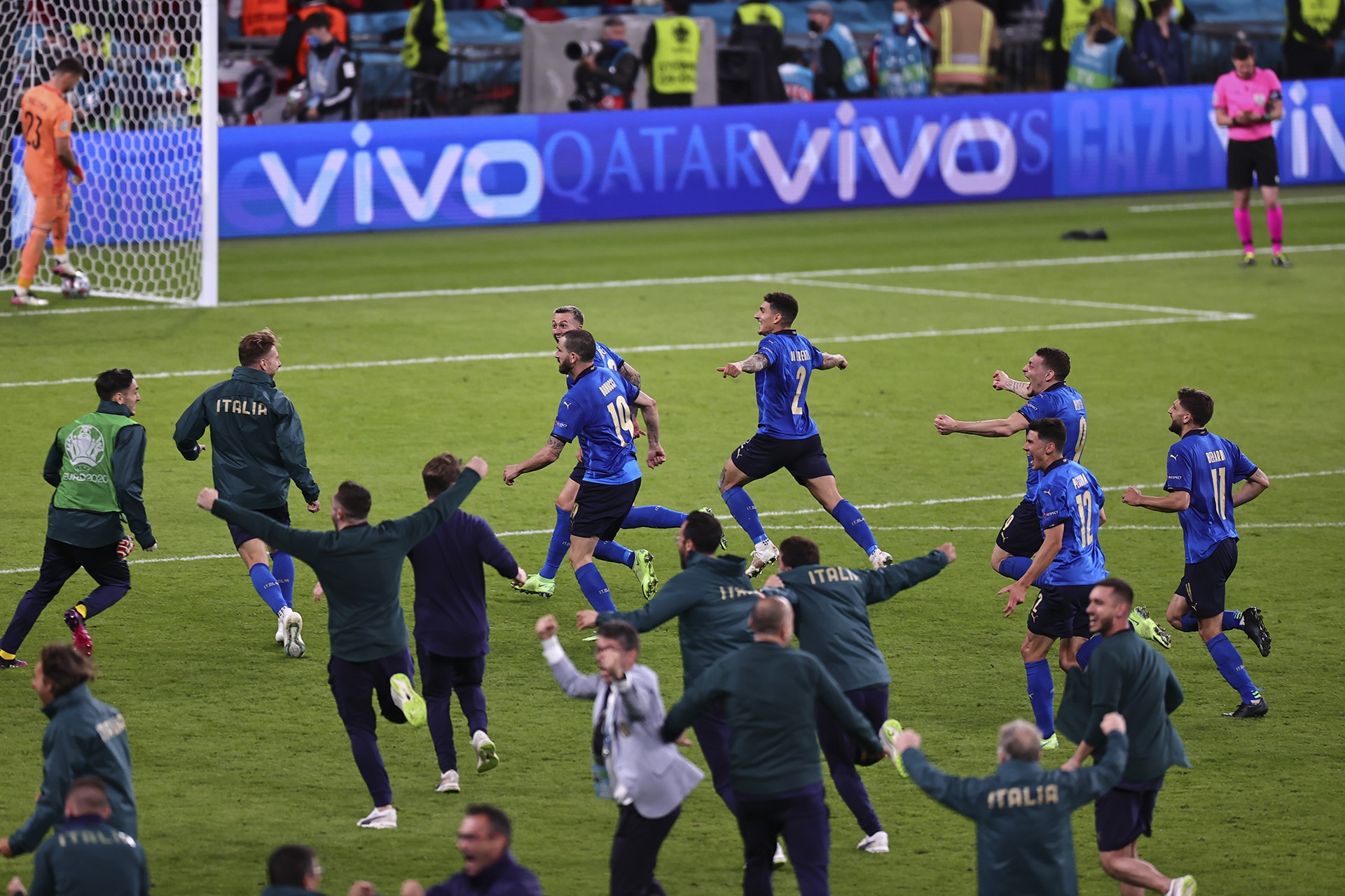 Euro 2020'de İtalya-İspanya yarı final maçından bir fotoğraf.