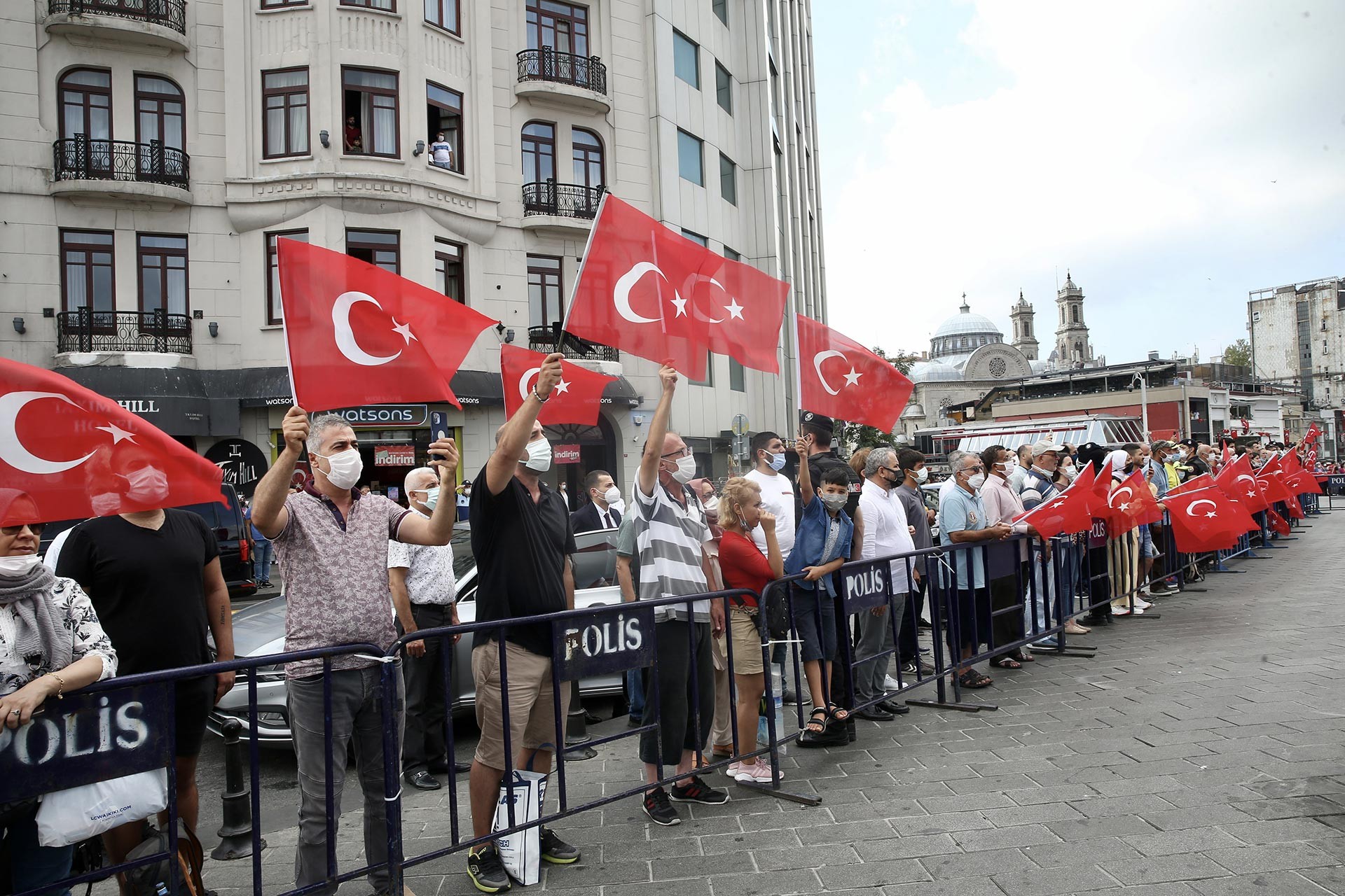 30 Ağustos Zafer Bayramı'nın 99'uncu yıl dönümünde İstanbul Taksim'de gerçekleştirilen törenden bir fotoğraf.