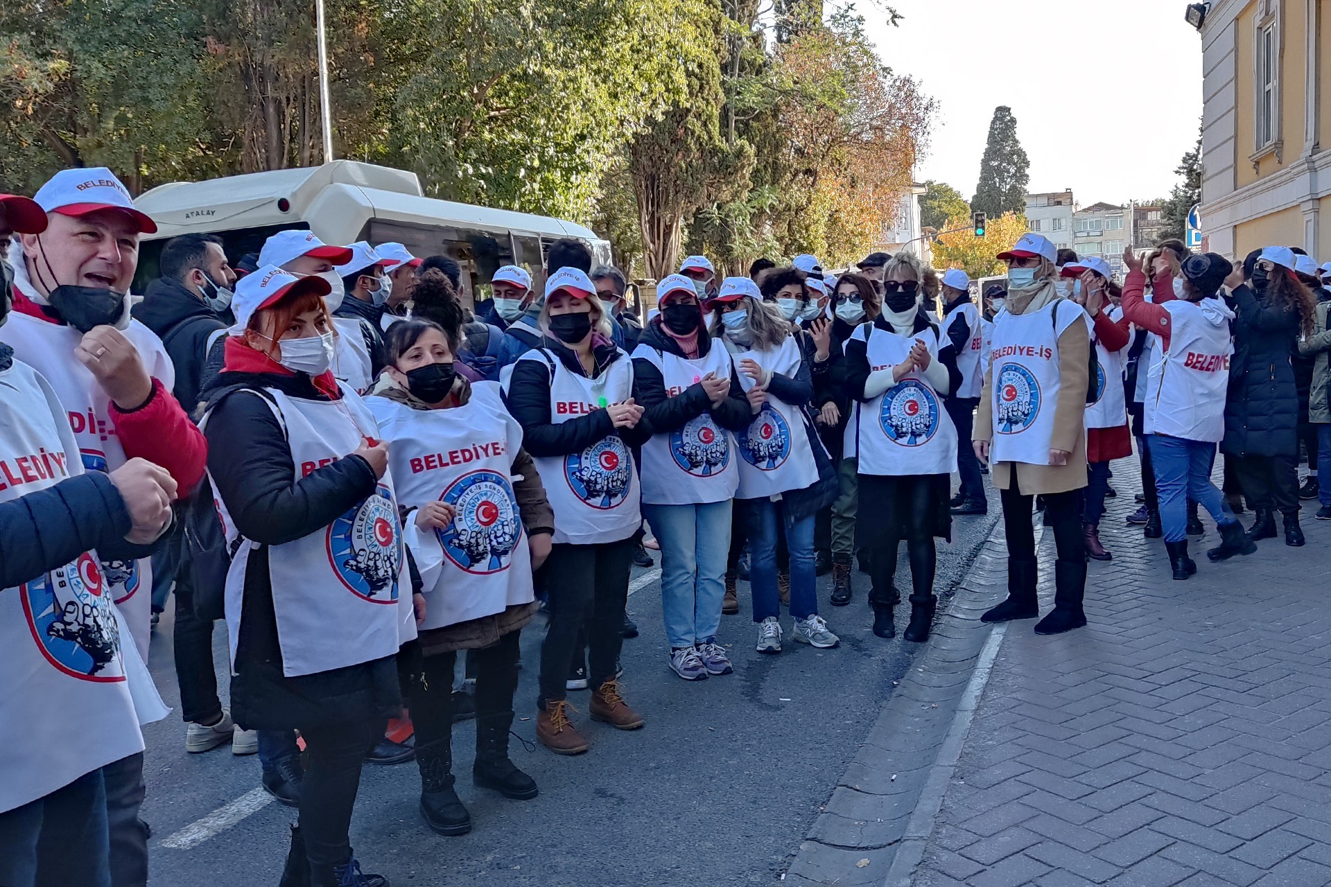 Bakırköy Belediyesi işçilerinin grevinden bir fotoğraf.