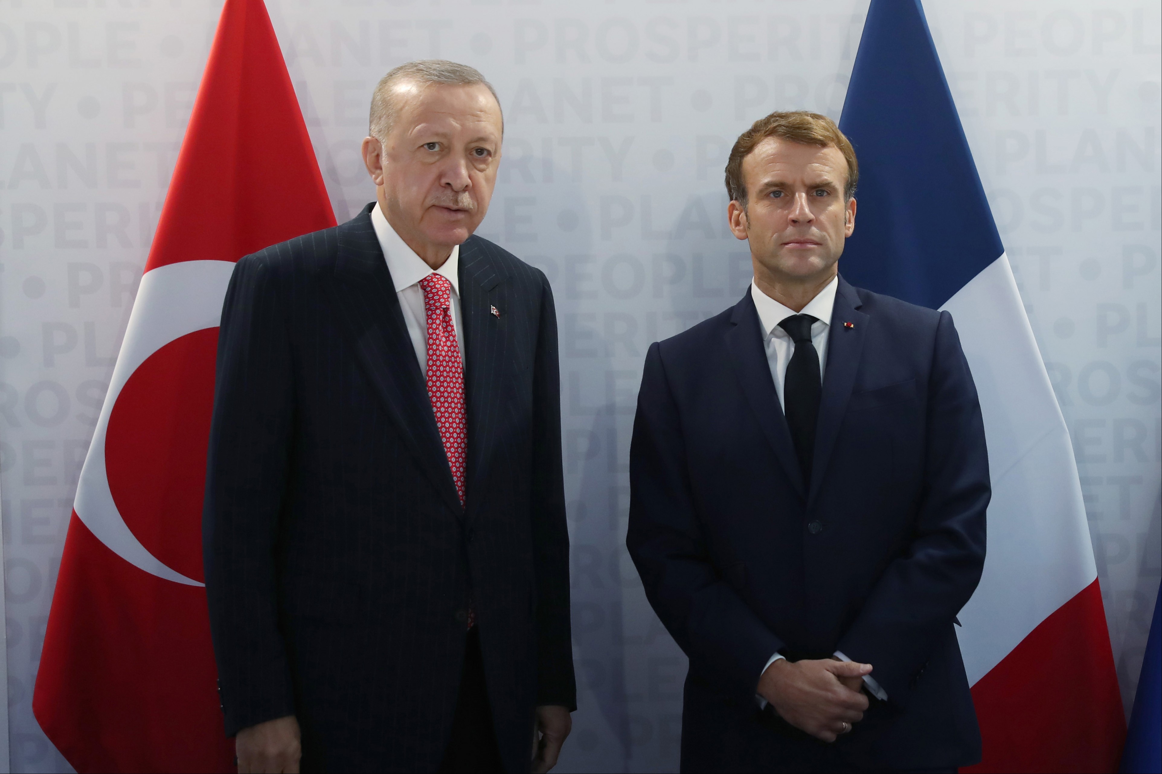 Recep Tayyip Erdoğan ve Emmanuel Macron