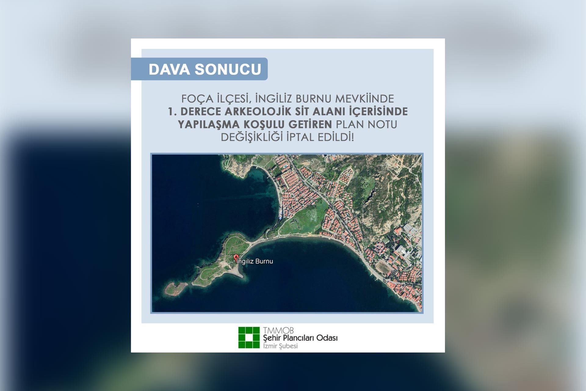 Şehir Plancıları Odası İzmir Şubesi tarafından açılan davanın sonucu