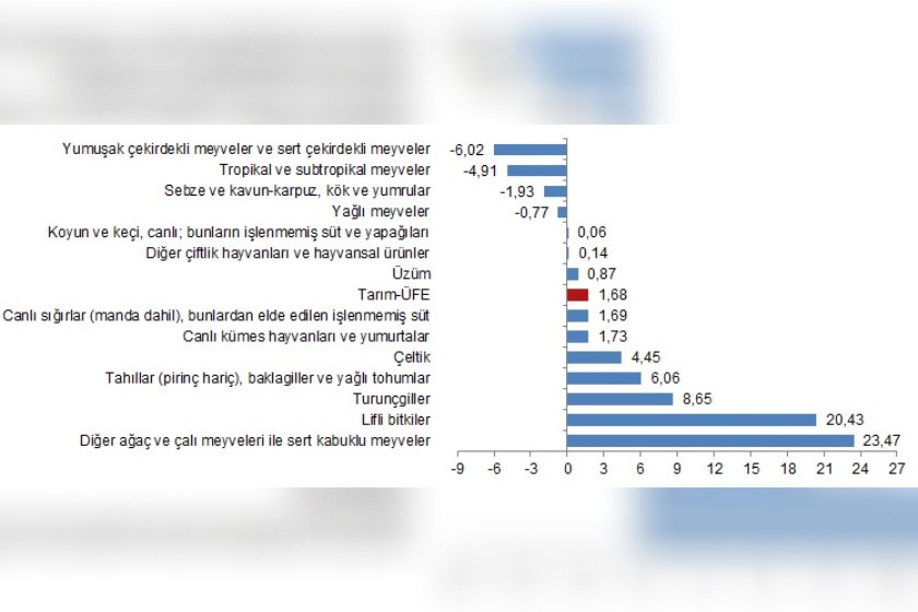 Tarım ürünleri üretici fiyat endeksi TÜİK GRAFİĞİ