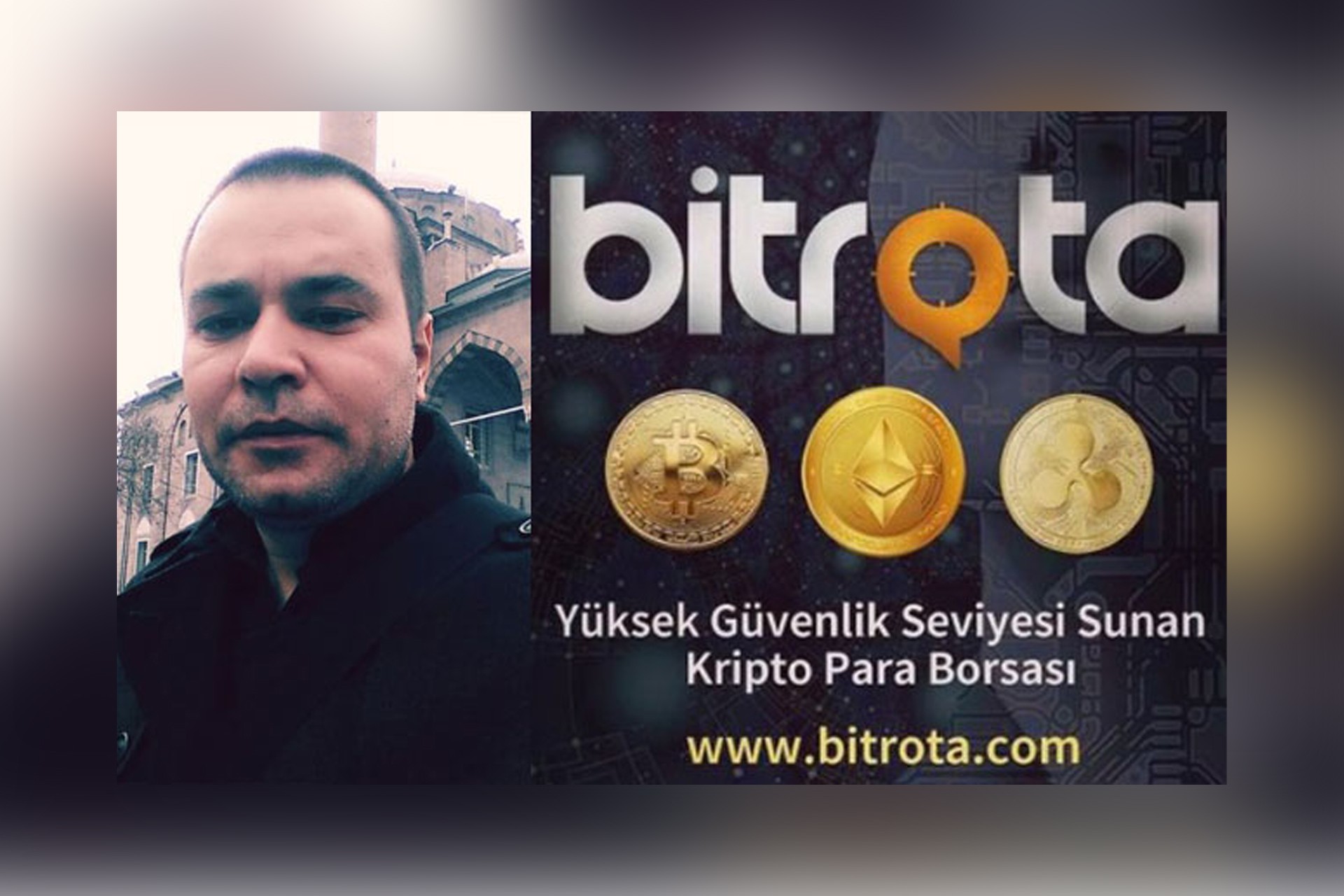 Bitrota isimli kripto para borsasının sahibi ve coinin reklam görseli