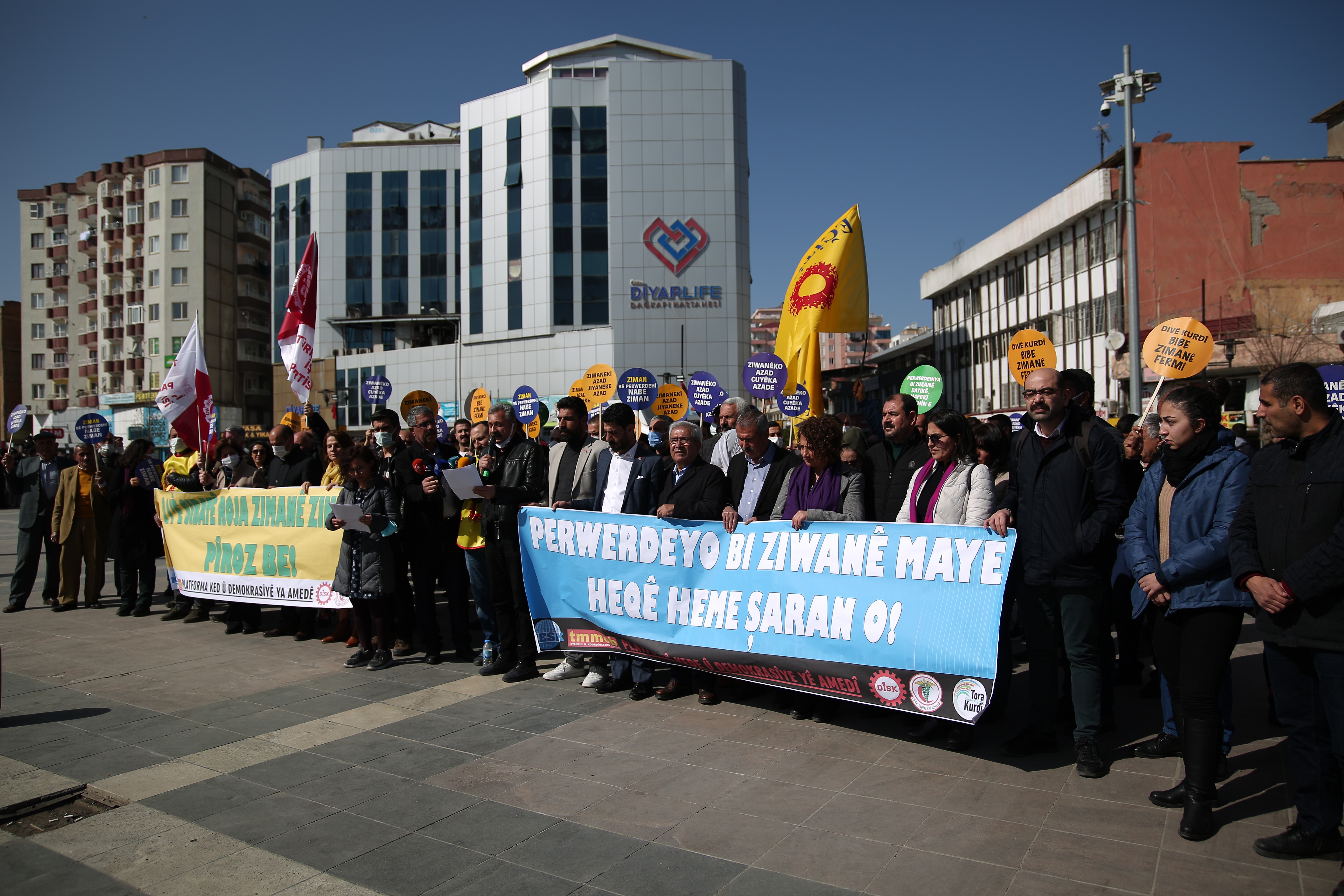 Diyarbakır'da Amed Emek ve Demokrasi Platformu'nun basın açıklamasından bir fotoğraf