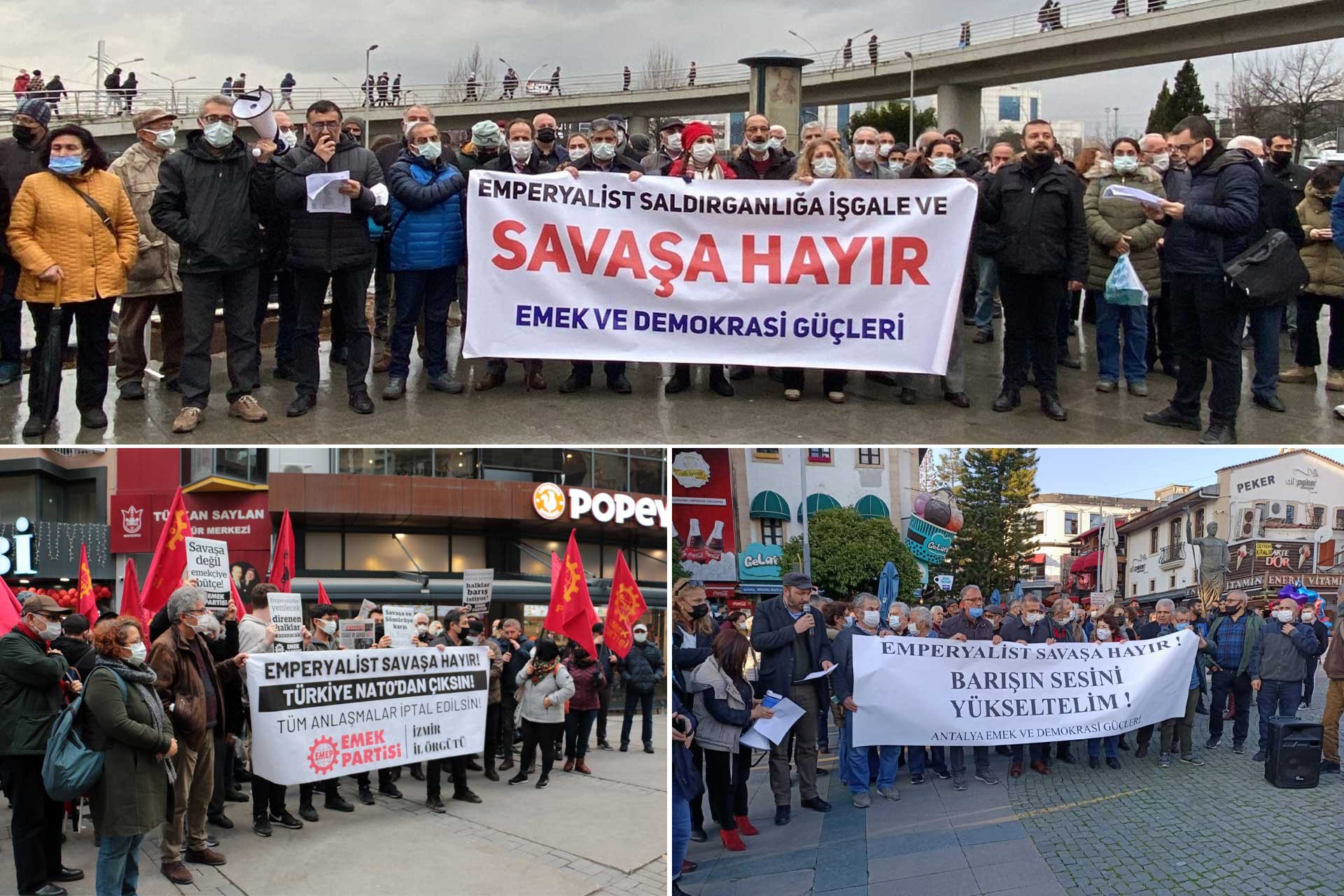 İzmir, Kocaeli ve Antalya'da savaş karşıtı eylemler