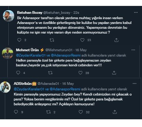 Zeydan Karalar'ın tweetine gelen eleştirilerden bazıları