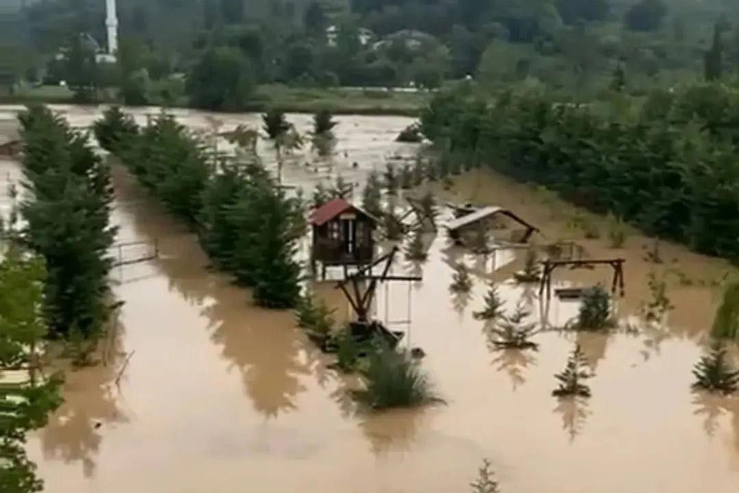 Taşkında su altında kalan alanlar