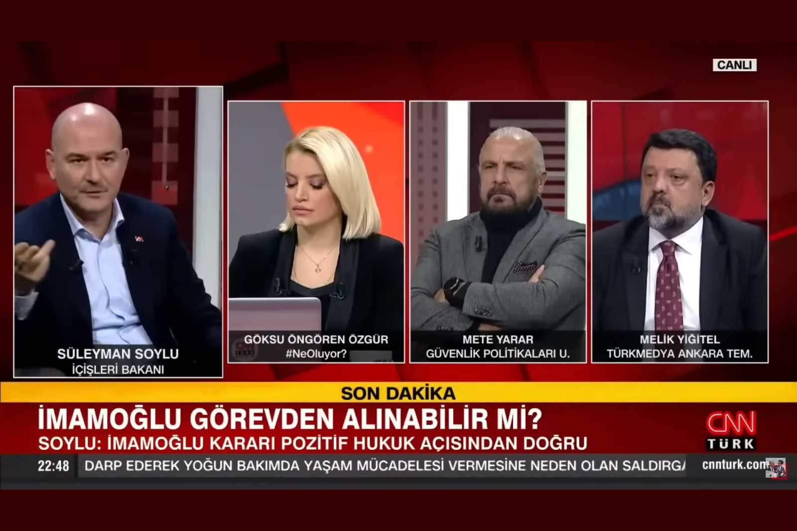 Süleyman Soylu, CNN Türk'te konuşurken