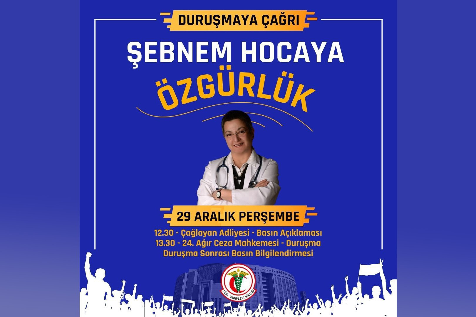 TTB'nin duruşmaya çağrı görseli.