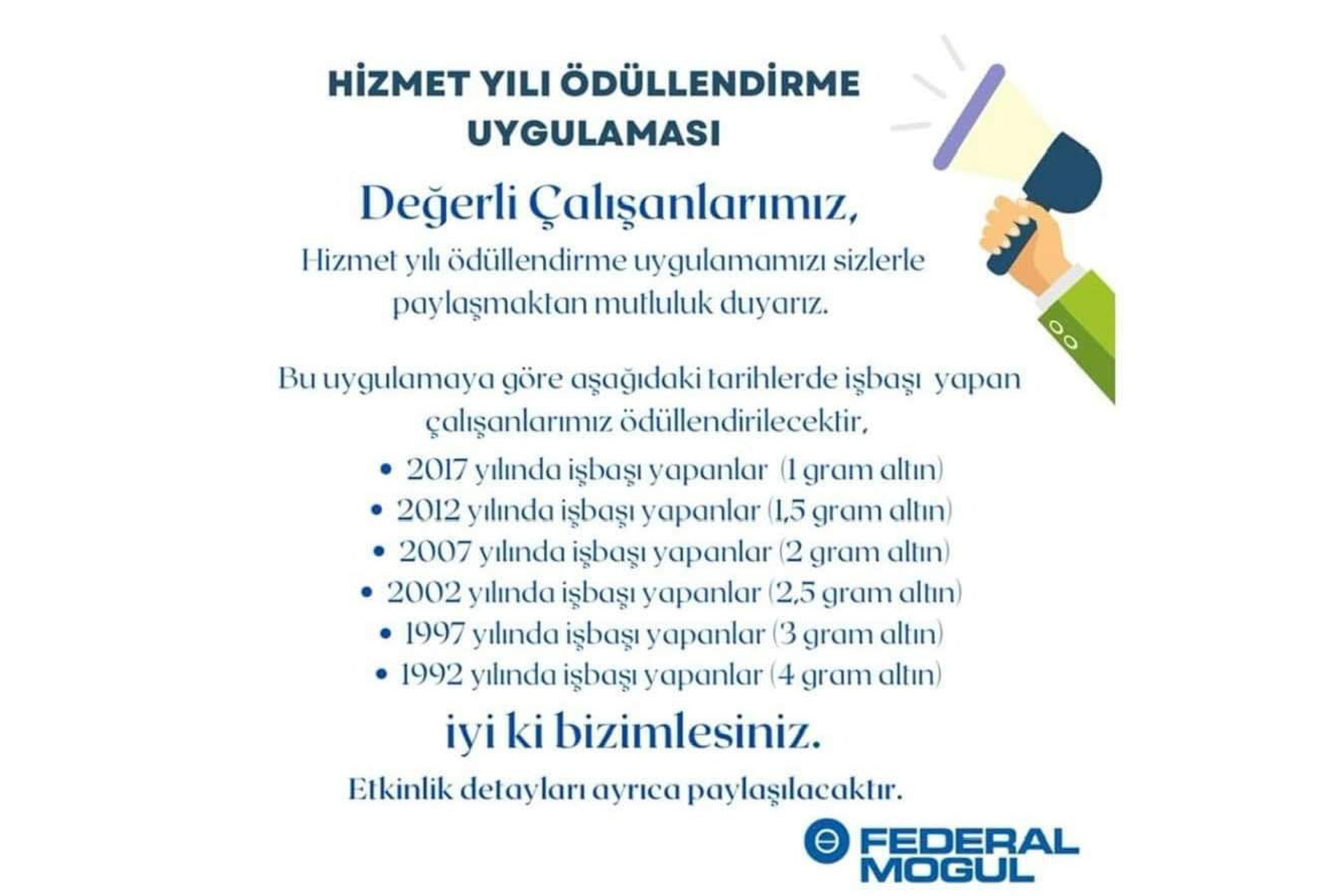 Federal Mogul'un yayınladığı mesaj