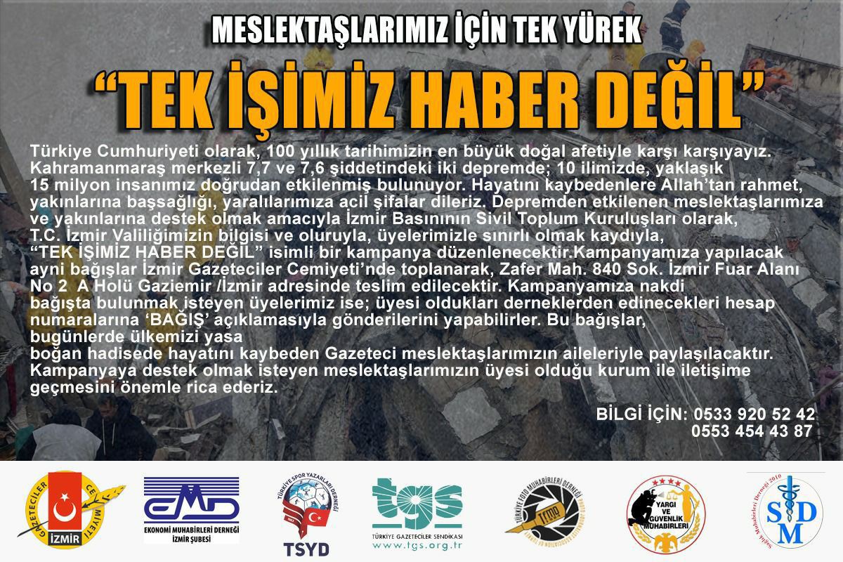 İzmir’deki basın kuruluşları “tek işimiz haber değil” diyerek kampanya başlattı