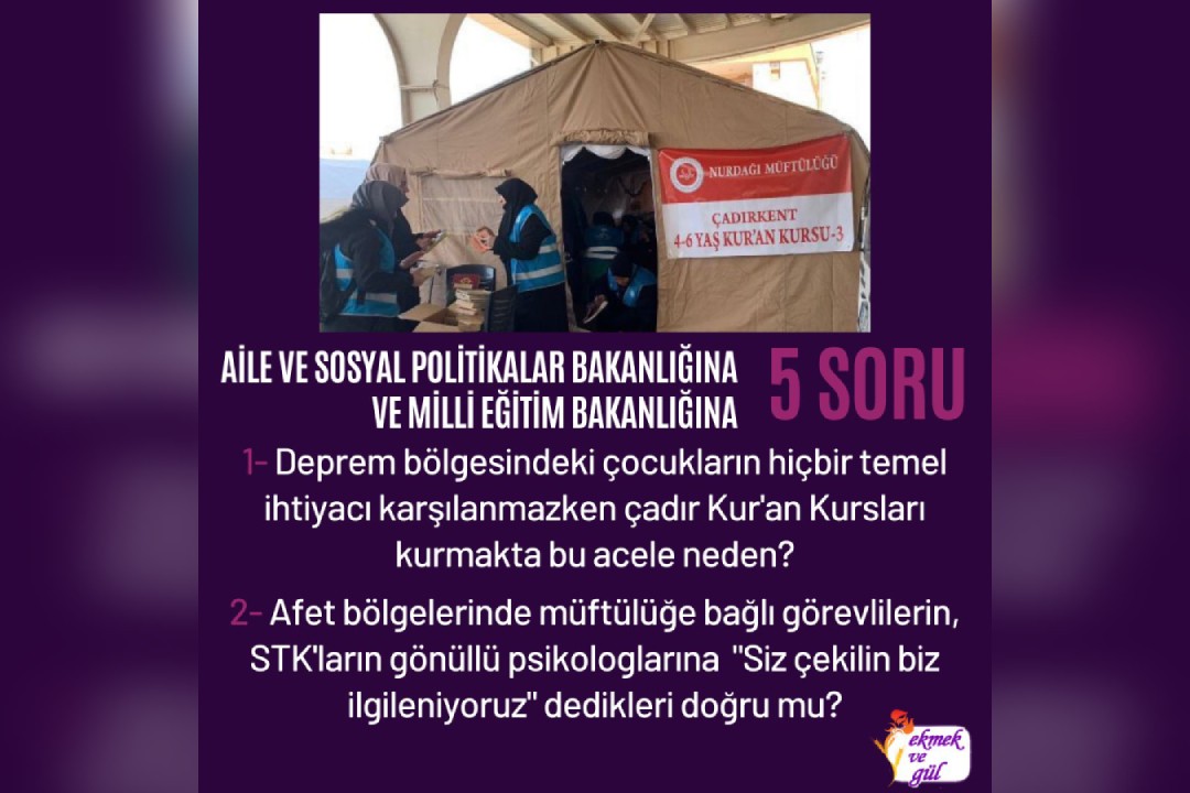 Ekmek ve Gül'ün sorularının yer aldığı görsel