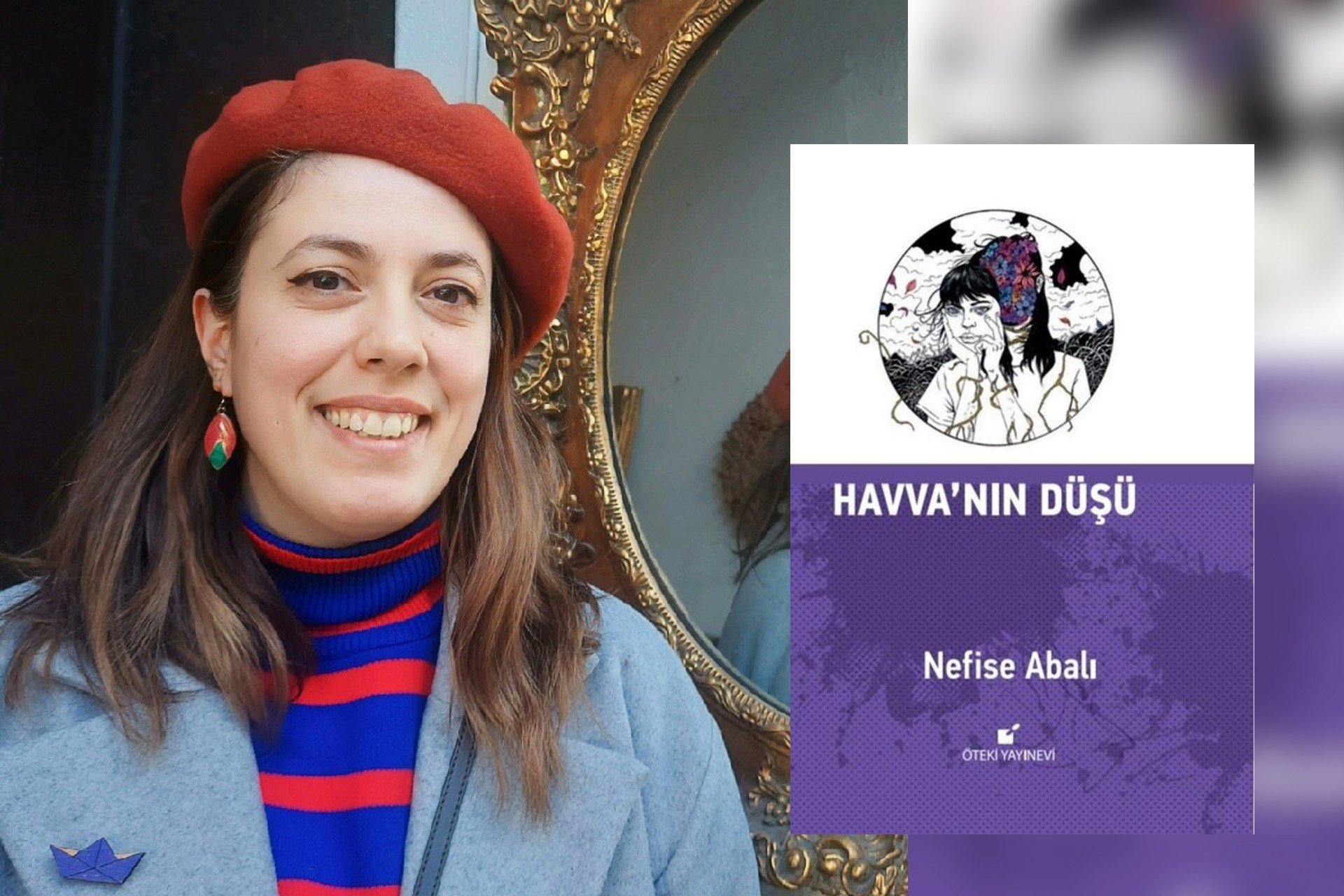 Nefise Abalı ve öykü kitabı 'Havva'nın Düşü'nün kapağı