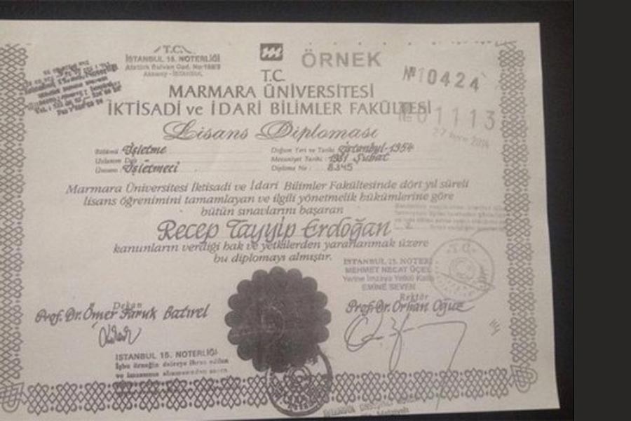 YSK'nin Erdoğan'ın diploması olduğunu belirterek HDP ile paylaştığı belge