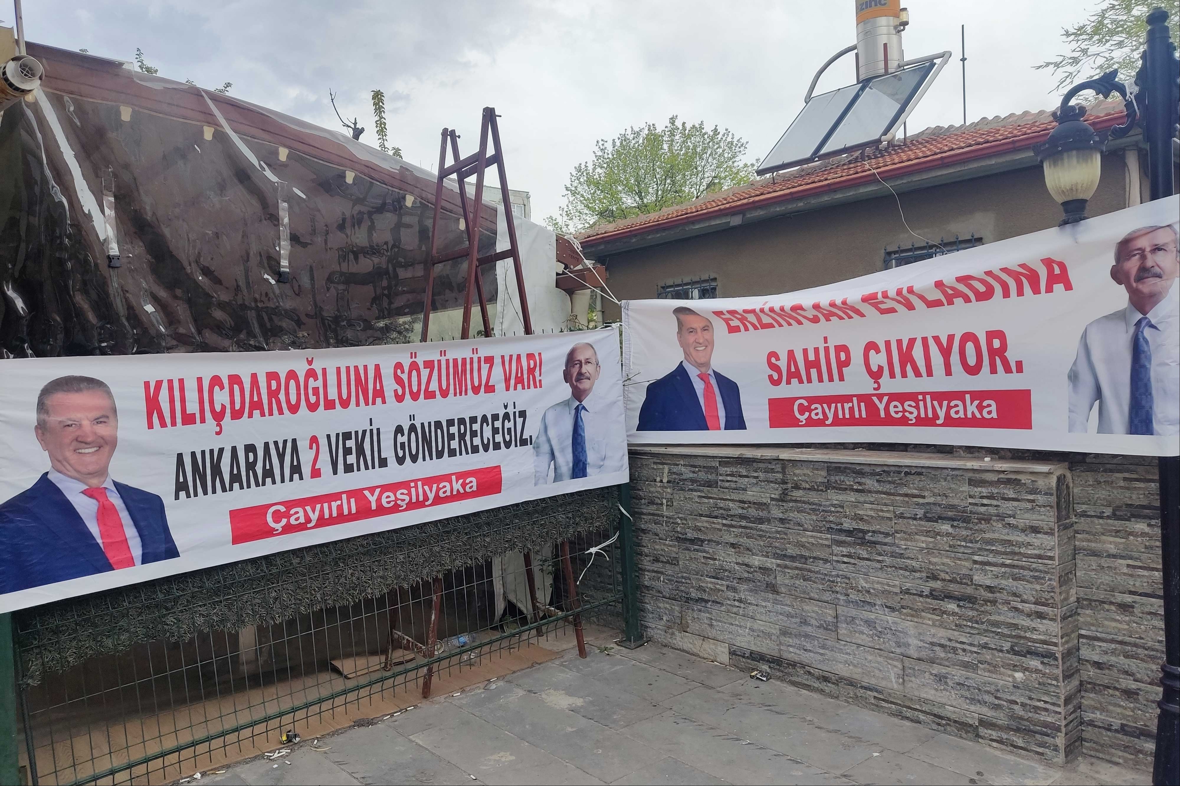 Erzincan'daki Mustafa Sarıgül pankartları