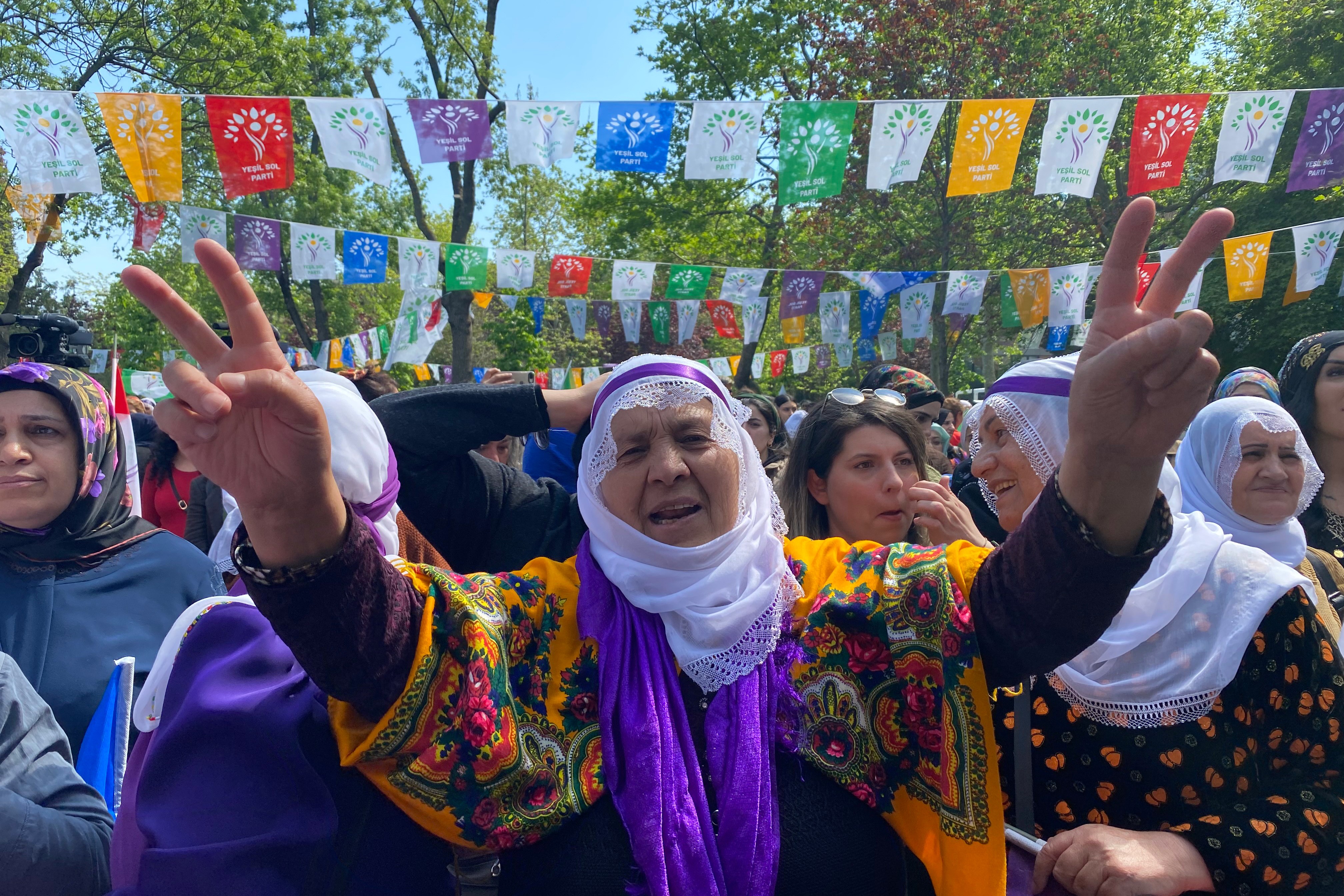 Yeşil Sol Parti'nin Kadıköy Yoğurtçu Parkı'nda düzenlediği kadın mitinginden fotoğraf.