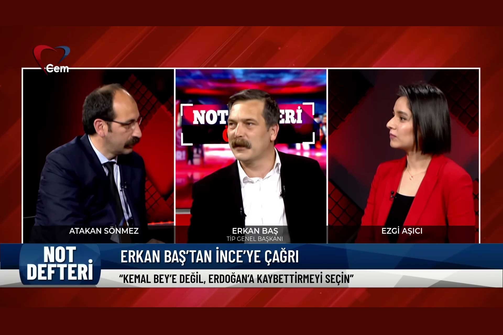 Erkan Baş, Cem TV yayınında konuşurken