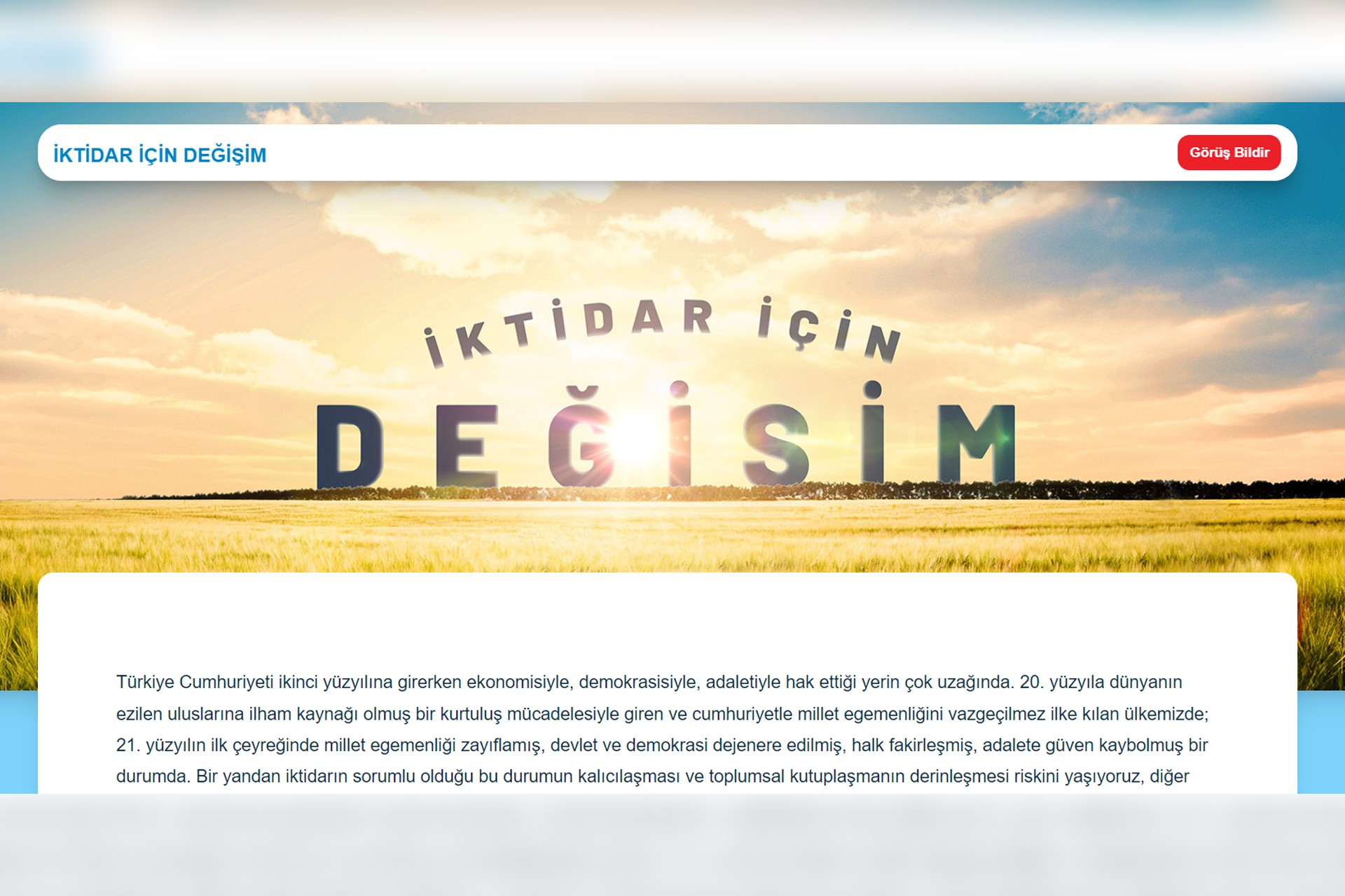 İktidar İçin Değişim yazısı