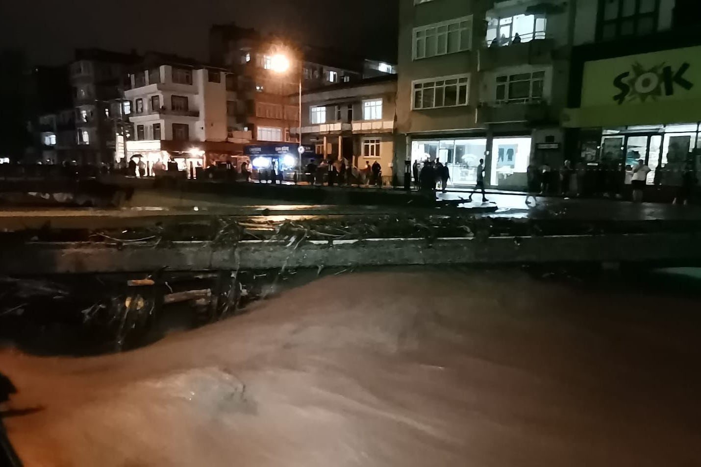 Ordu'da selde köprünün korkulukları yıkıldı 