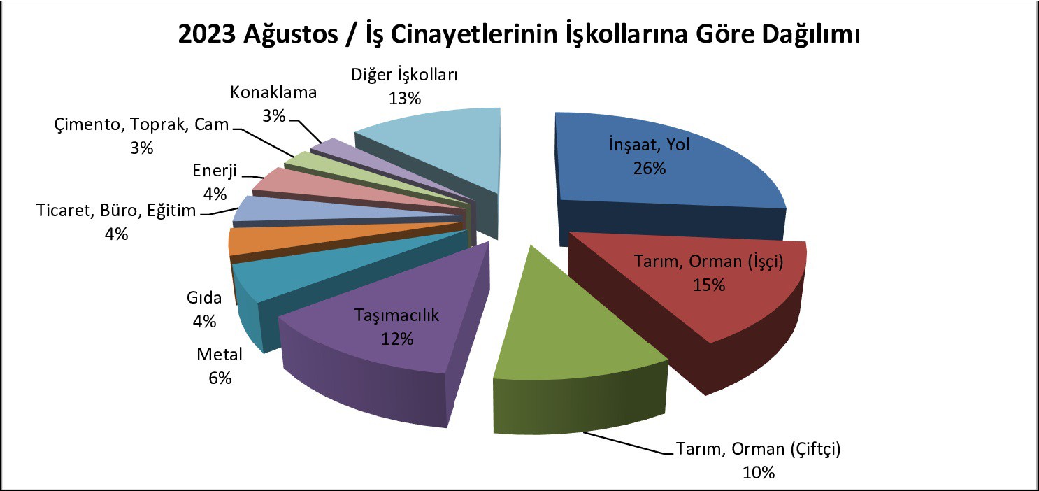 Ağustos 2023 iş cinayetleri veri görseli