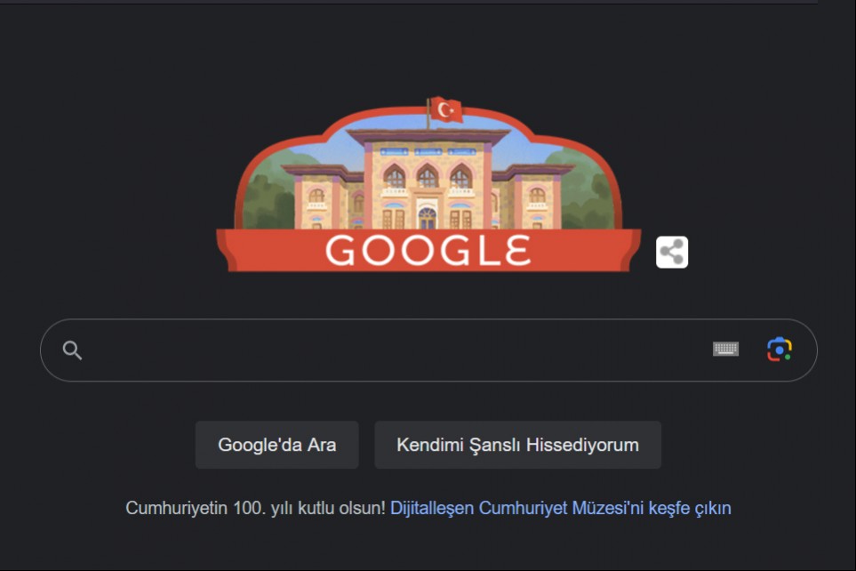 Google'ın Cumhuriyet Bayramı doodle'ı.