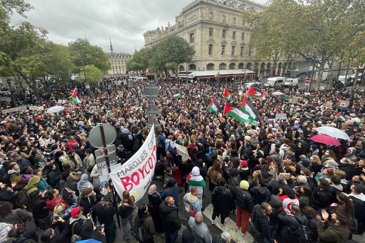 Paris'teki Filistin'e destek eylemi