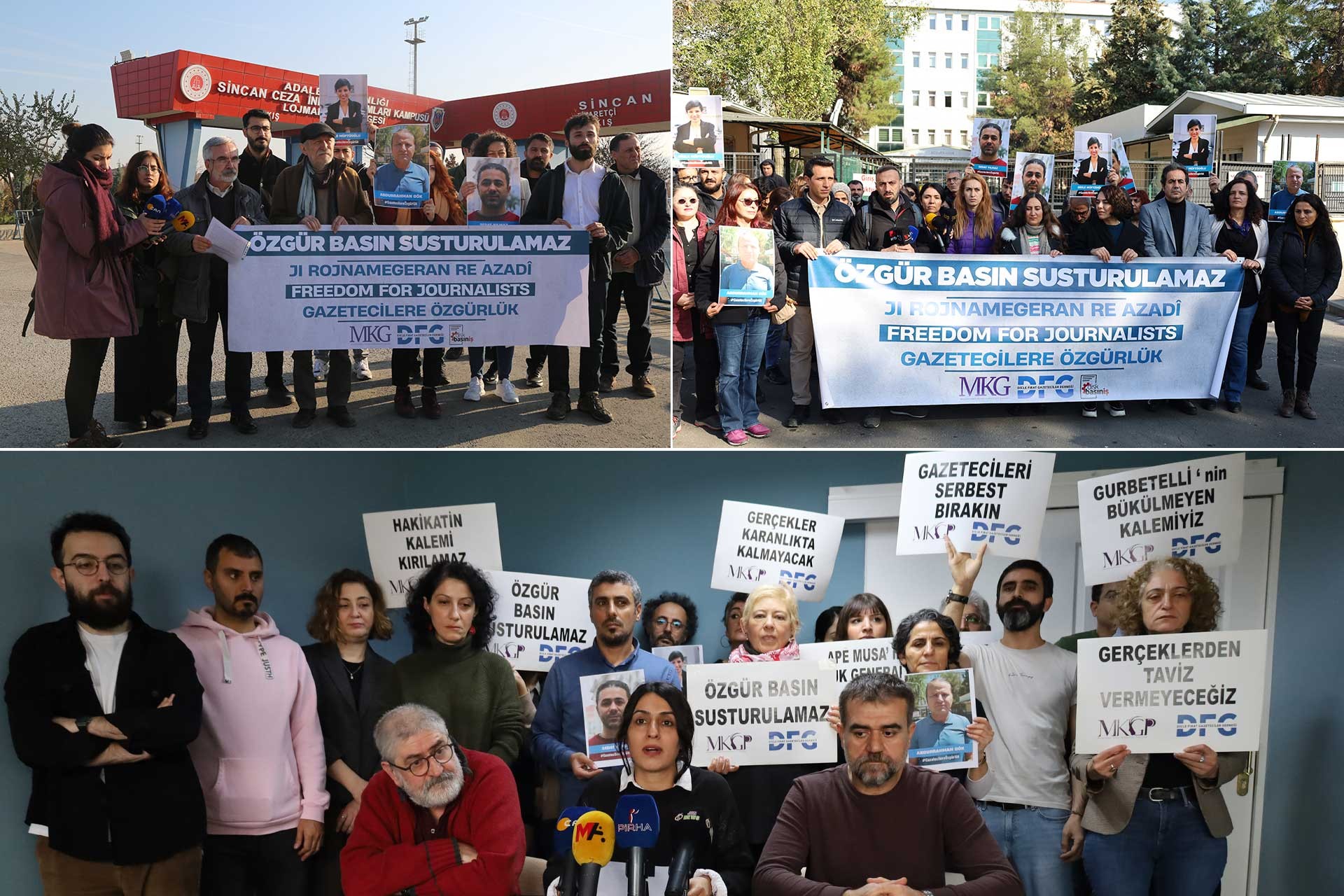 Basın meslek örgütleri Diyarbakır, Ankara ve İstanbul’da ortak açıklama yaparak tutuklu gazetecilere özgürlük istedi