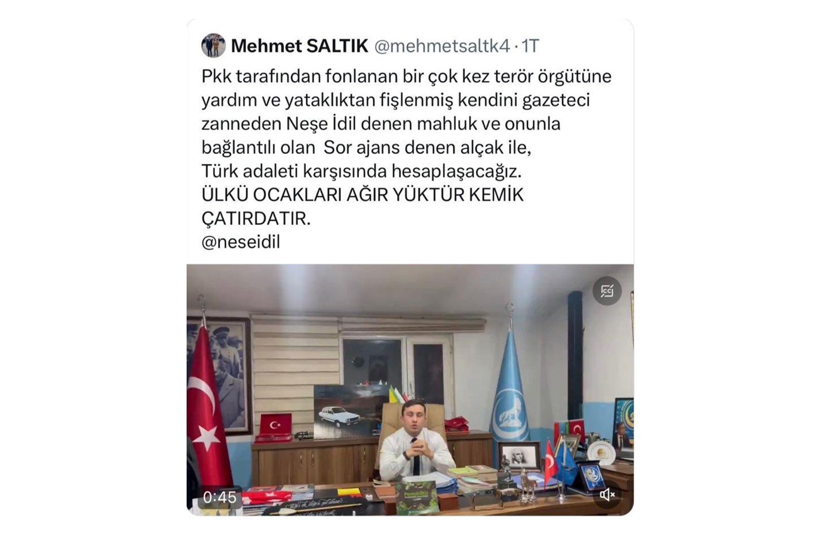 Mehmet Saltık tarafından yapılan paylaşımın ekran görüntüsü