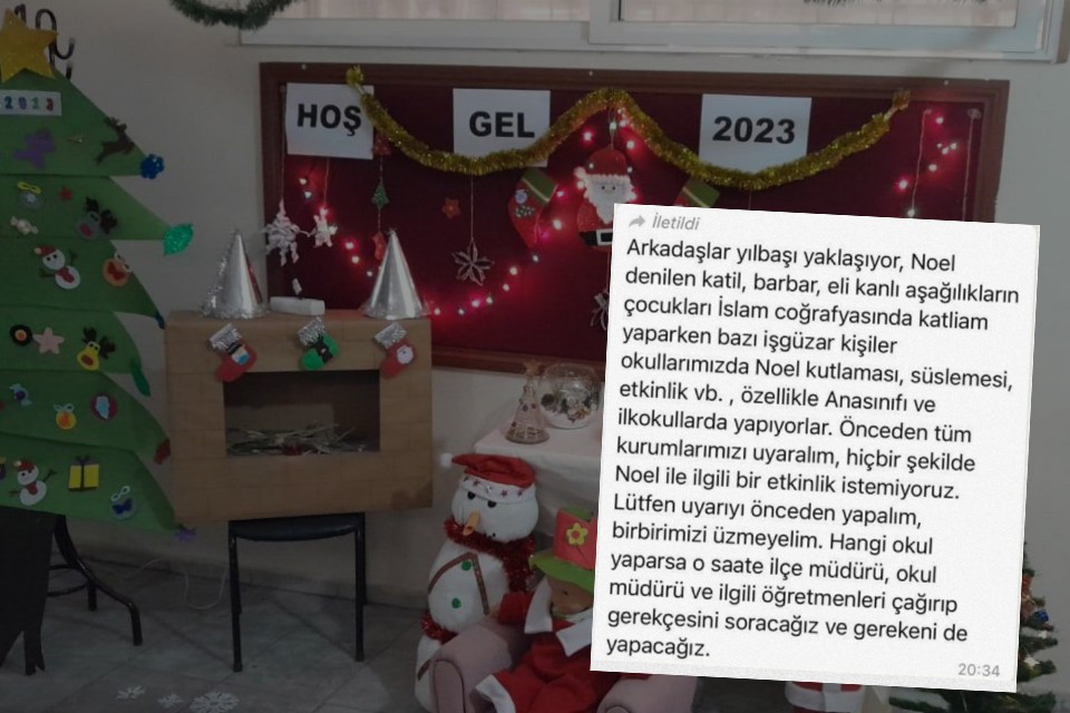 Okulların whatsapp gruplarına gönderildiği belirtilen mesaj ve fotoğraf.