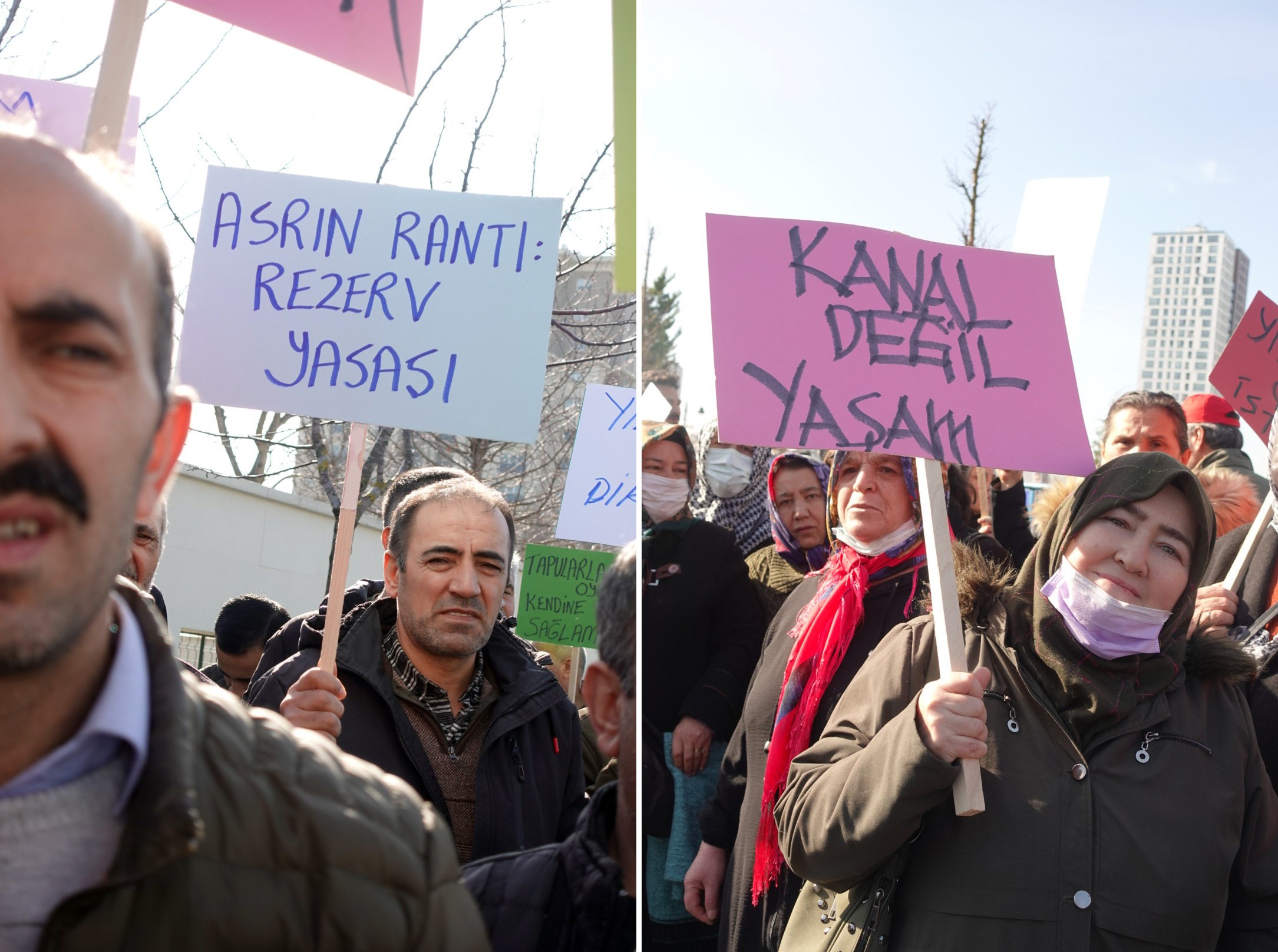 Şahintepelilerin kentsel dönüşüme karşı eyleminde bazı dövizler