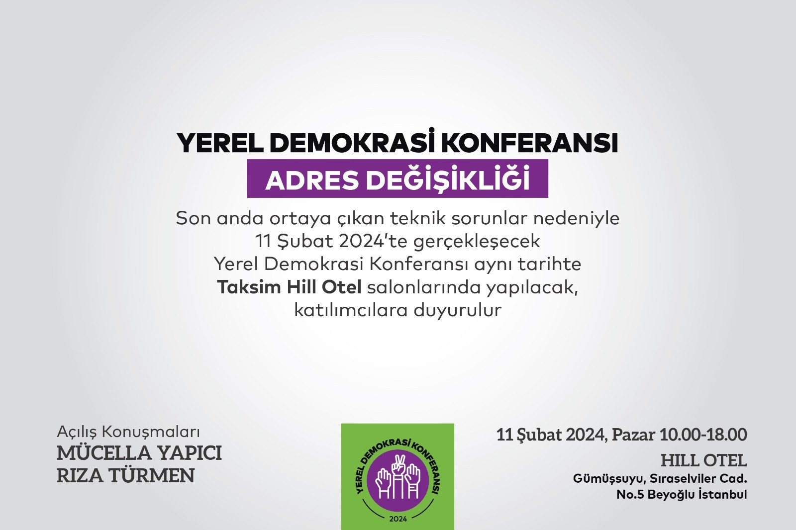 Yerel Demokrasi Konferansı davetiyesi