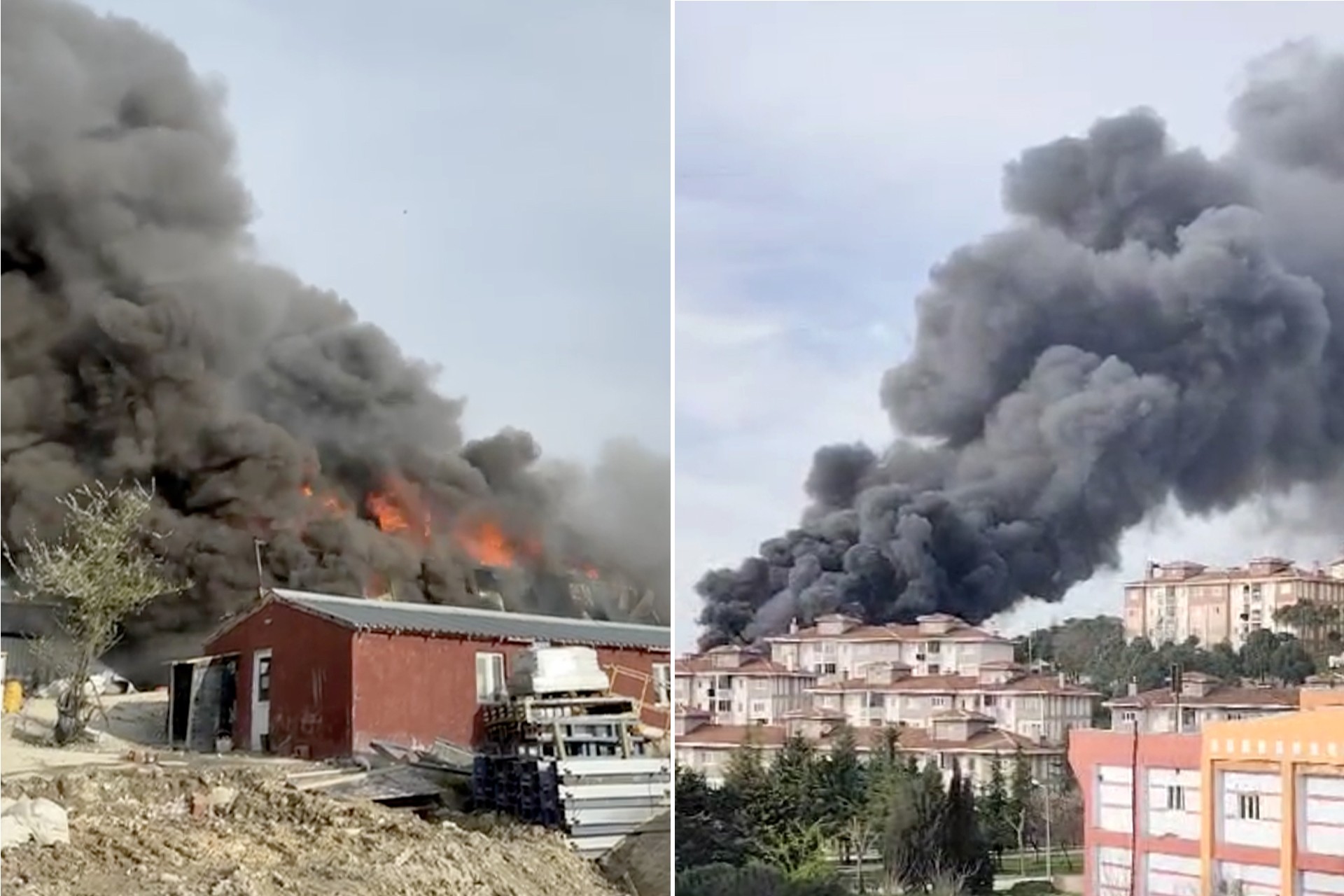 Arnavutköy'de işçi konteynerinde çıkan yangın