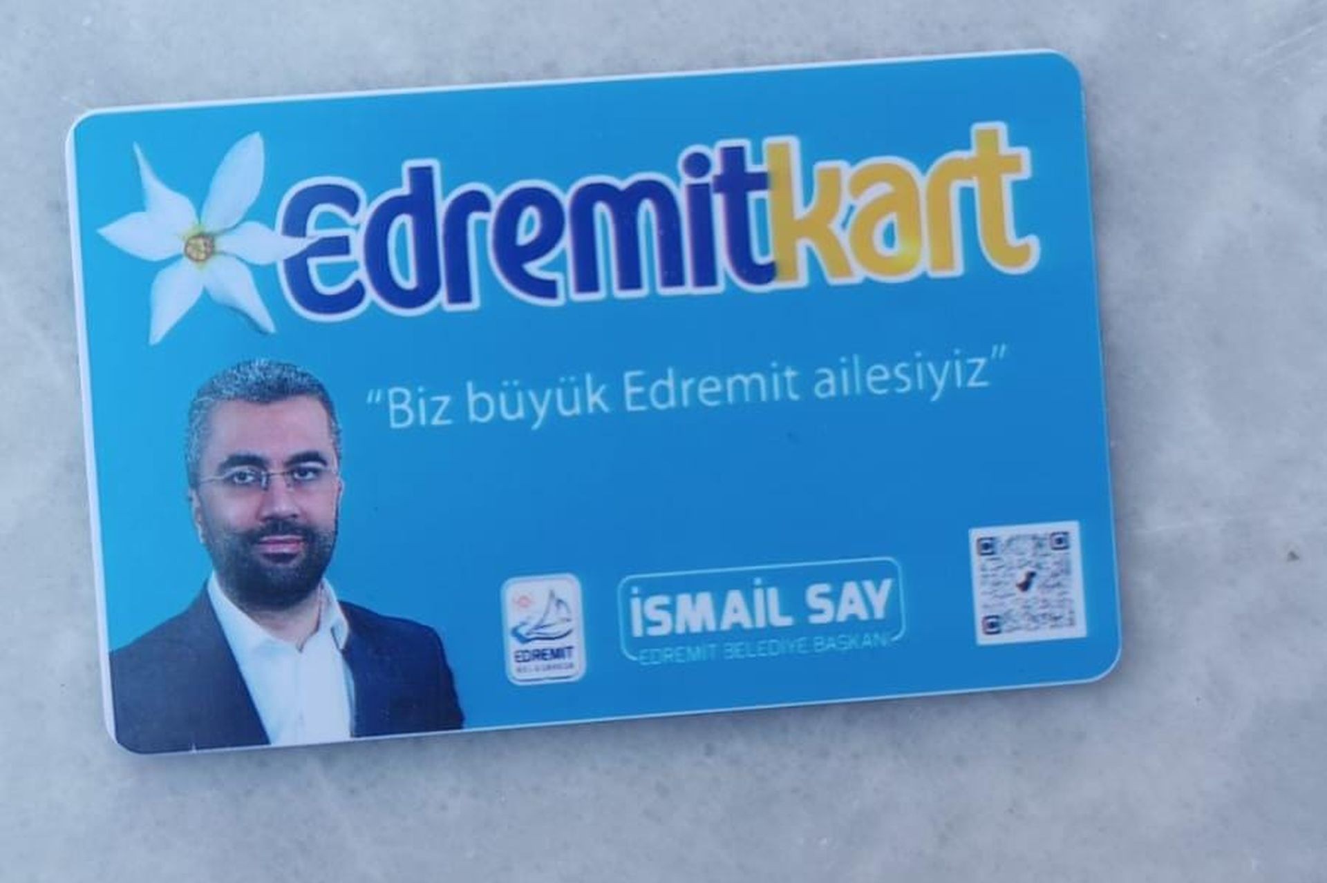 Edremit Belediyesinin alışveriş kartı.