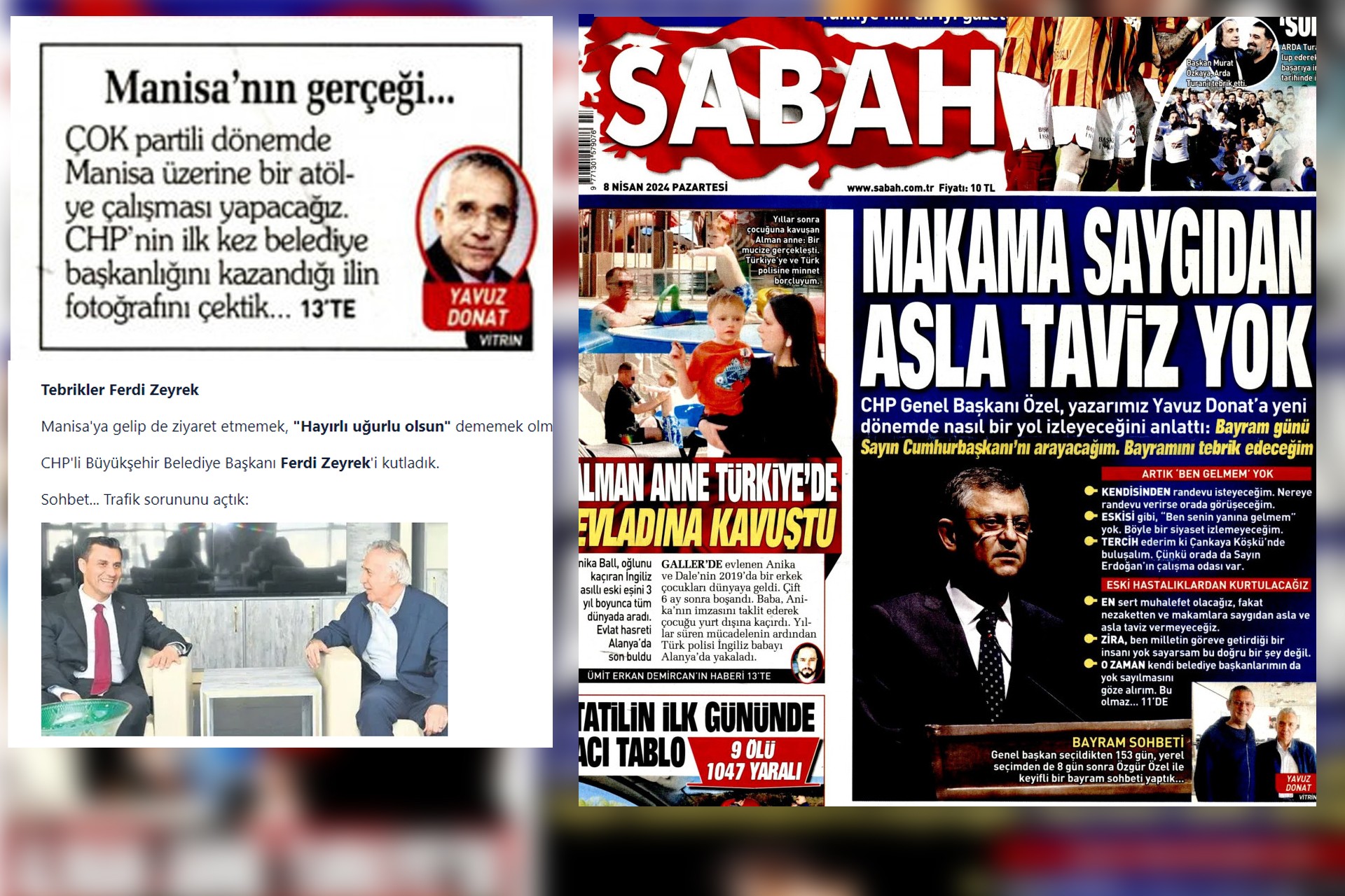 Yavuz Donat'ın Sabah gazetesindeki 9 Nisan 2024 tarihli haberi